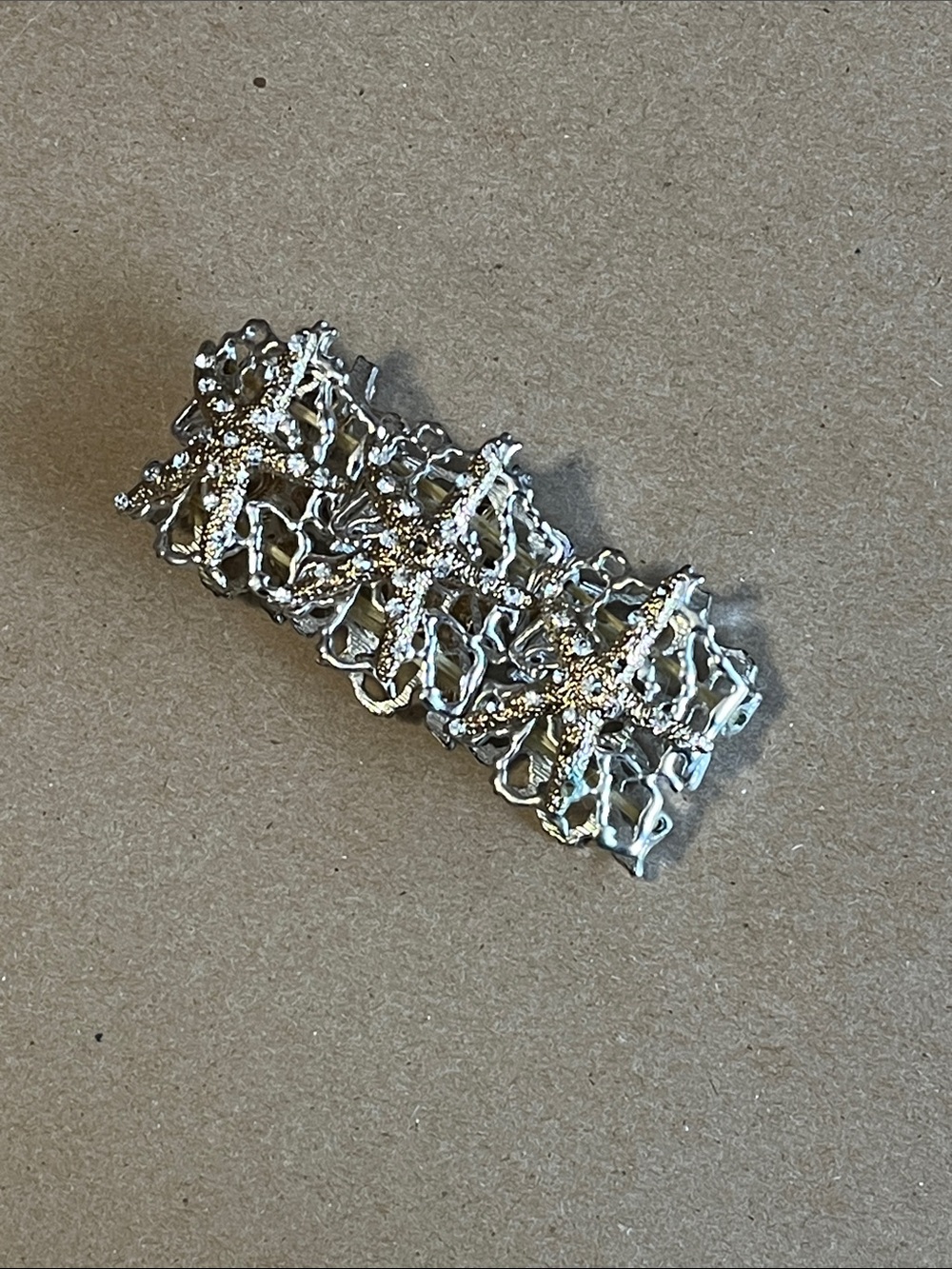 Silver and Gold Starfish Bracelet- stretch